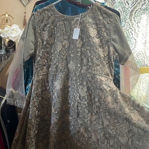 3 pc net fully embroidered dress